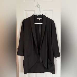 Dynamite Open Front Long Blazer with 3/4 Length Sleeves